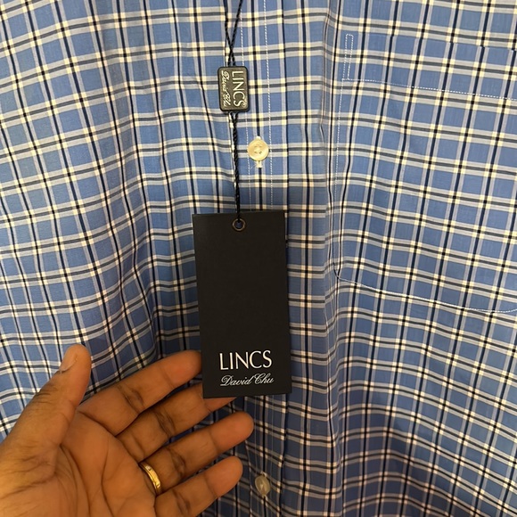 NWT LINCS Davidchu MENS CASUAL BUTTON DOWN SHIRT SIZE XXL BLUE COLOR - Picture 5 of 15